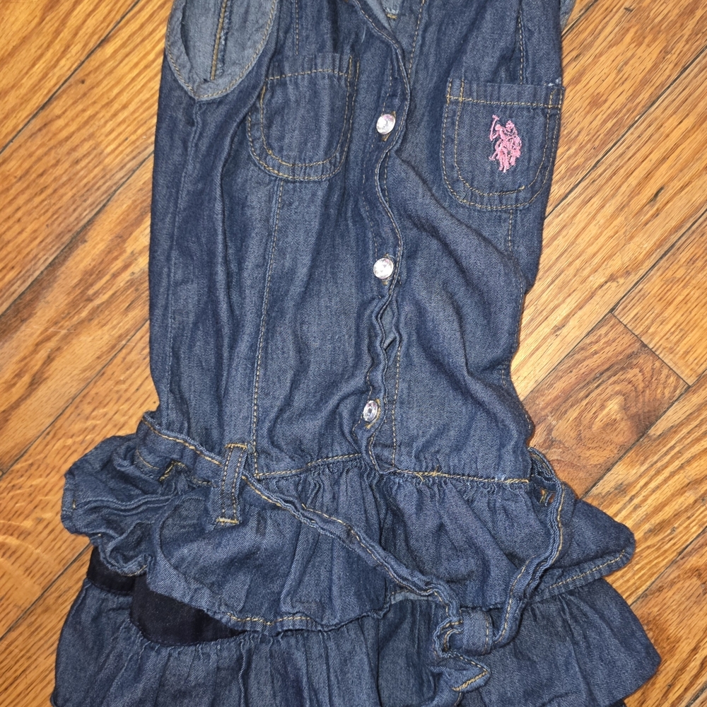 U.S. Polo Assn. Dark Blue Denim Dress with Pink Logo